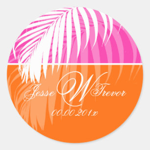 PixDezines DIY colours/White Palm Fronds Classic Round Sticker