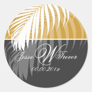 PixDezines DIY colours/White Palm Fronds Classic Round Sticker