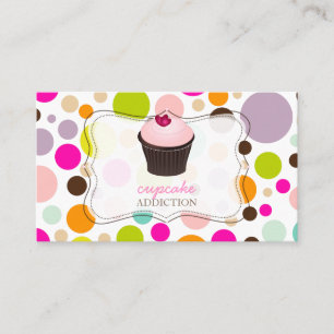 PixDezines diy cupcake+rainbow polka dots Business Card