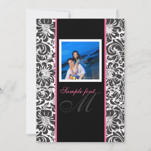 PixDezines diy event.. monogram fidora damask Invitation