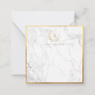PixDezines DIY faux gold monogram marble note card