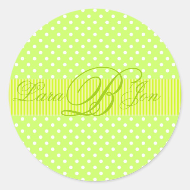 PixDezines DIY Polkadots/lime green Classic Round Sticker (Front)