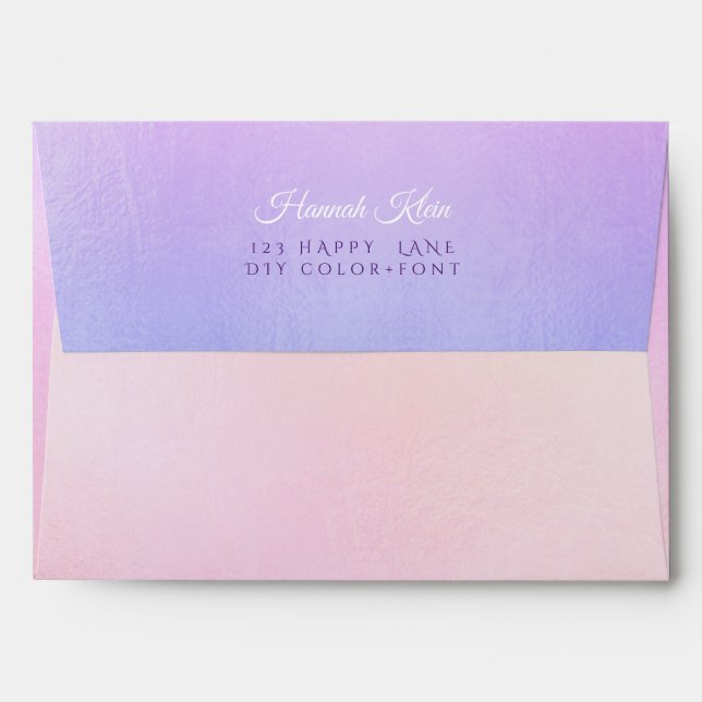 PixDezines DIY Pre-Addressed, Ombre Violet Envelope (Back (Top Flap))
