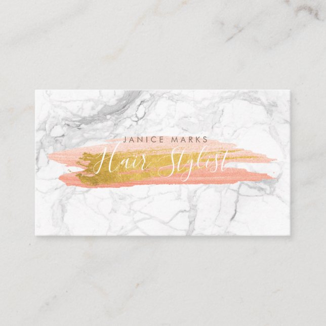 PIXDEZINES DIY PROFESSION|WHITE MARBLE FAUX GOLD BUSINESS CARD (Front)