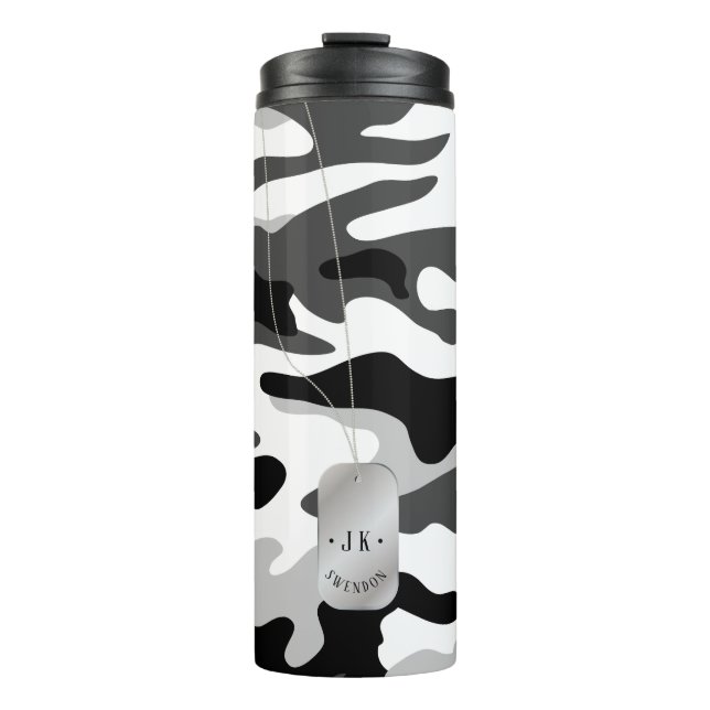 PixDezines Dogtag Monogram Arctic White Camouflage Thermal Tumbler (Front)