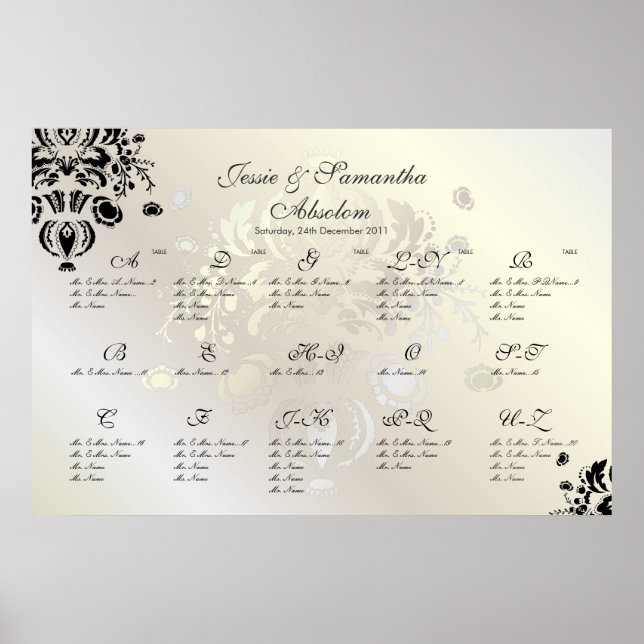 PixDezines Dolcè Damask/Seating Chart/Alpha Poster (Front)