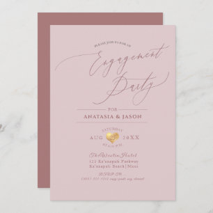 PixDezines Dusty Rose Calligraphy Engagement Party Invitation