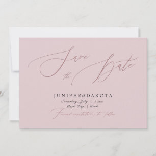 PixDezines Dusty Rose Modern Script Save the Date Invitation