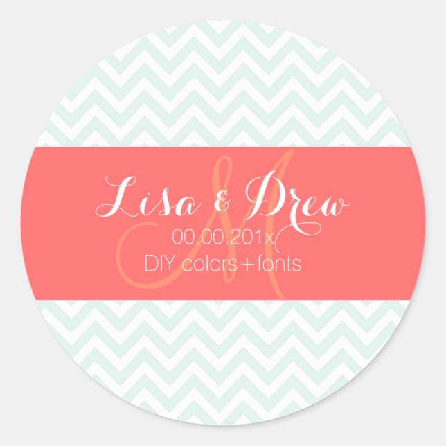 PixDezines dynamic design/chevron/diy colours Classic Round Sticker (Front)