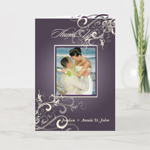 PixDezines Eggplant Swirls Photo Thank You cards