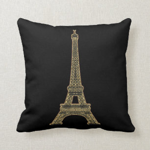 PixDezines eiffel tower/faux gold/DIY colour Cushion