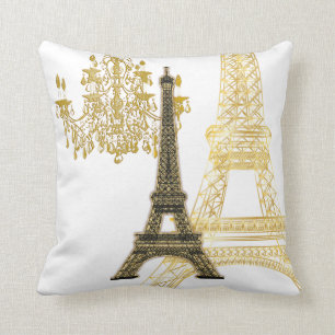 PixDezines eiffel tower/faux gold/DIY colour Cushion