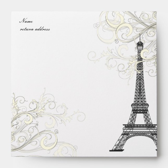 PixDezines Eiffel Vanilla Swirls/Black + Vanilla Envelopes (Front)
