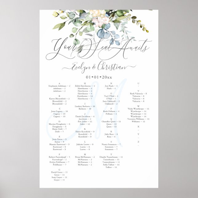 PixDezines Elegant Blue Gum Eucalyptus Poster (Front)