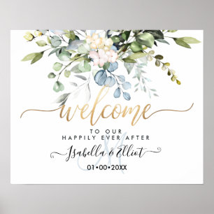 PixDezines Elegant Blue Gum Eucalyptus Welcome Poster