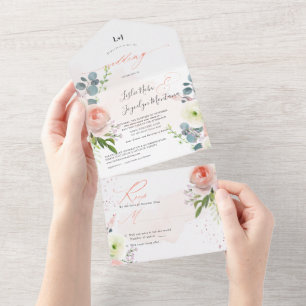 PixDezines Elegant Blush Peonies All In One Invita Invitation