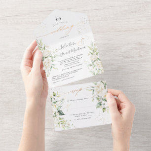 PixDezines Elegant Creamy White Roses All In One Invitation