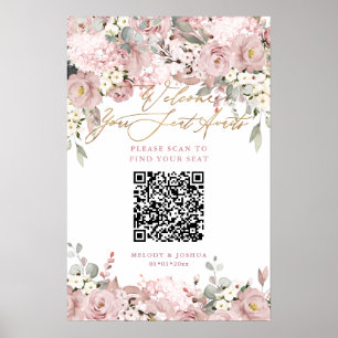 PixDezines Elegant Dusty Blush Hyde QR Seating Poster
