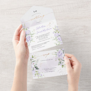 PixDezines Elegant Dusty Purple Roses All In One Invitation