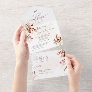 PixDezines Elegant Fall Foliage Gum Eucalyptus All In One Invitation