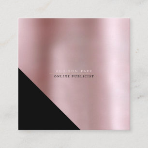 PixDezines Elegant Faux Rose Gold+Black Square Business Card