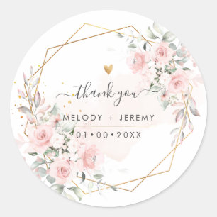 PixDezines Elegant H2 Dusty Roses Thank You Classic Round Sticker