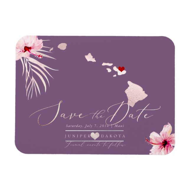 PixDezines Elegant Hawaiian DIY Map Save the Date Magnet (Horizontal)