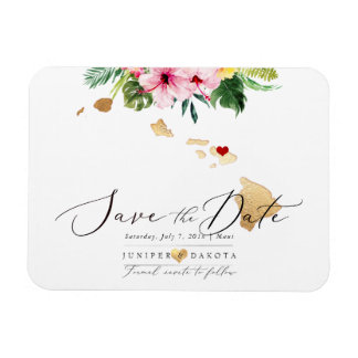 PixDezines Elegant Hawaiian DIY Map Save the Date Magnet