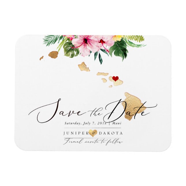 PixDezines Elegant Hawaiian DIY Map Save the Date Magnet (Horizontal)