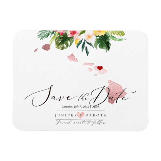 PixDezines Elegant Hawaiian Map Save the Date Magnet (Horizontal)