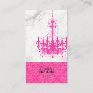 PixDezines elegant hot pink chandelier+marble Business Card