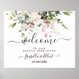 PixDezines Elegant Pink Gum Eucalyptus Welcome Poster