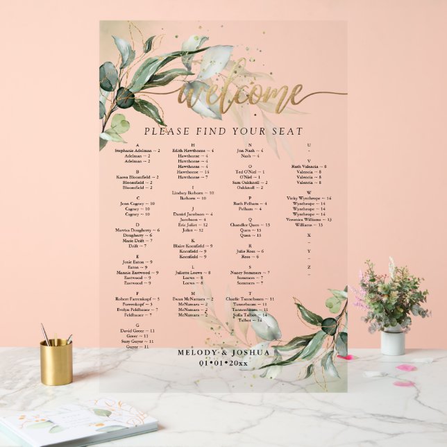 PixDezines Elegant Rustic Eucalyptus Seating Chart (Wedding)