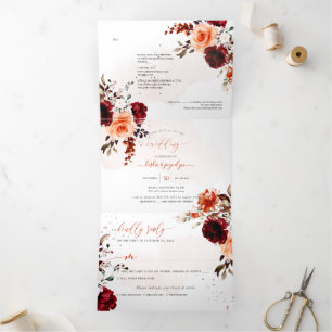 PixDezines Elegant Rustic H2 Fall n Foliage Tri-Fo Tri-Fold Invitation