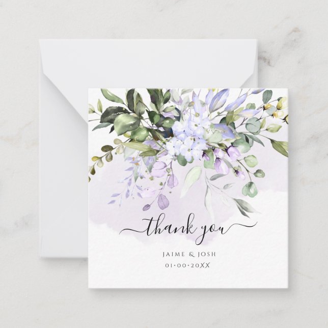 PixDezines Elegant Watercolor Purple+Eucalyptus Card (Front)