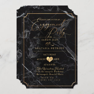 PixDezines Engagement Party Marble/Faux Gold Invitation