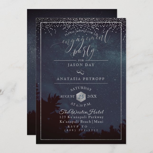 PixDezines Engagement Party Night Skly Invitation (Front/Back)