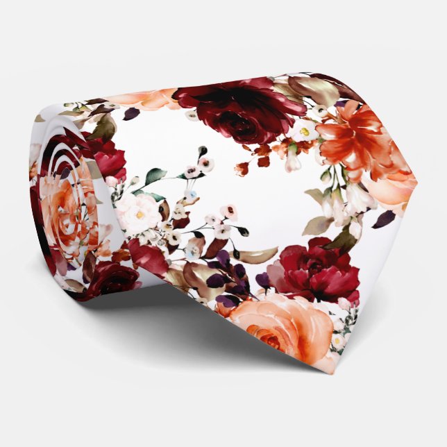 PixDezines Fall Roses n Peonies DIY Background Nec Tie (Rolled)