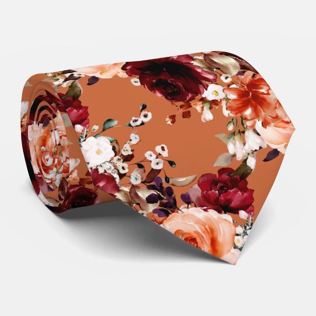 PixDezines Fall Roses n Peonies DIY Background Tie (Rolled)