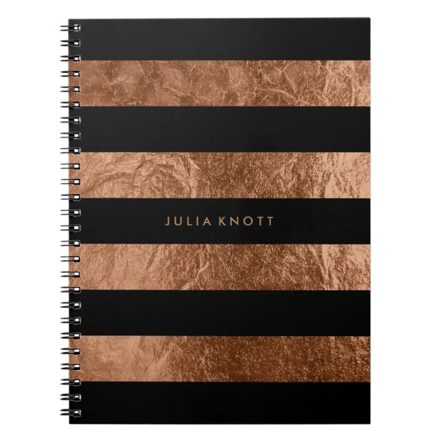 PixDezines faux copper foil/black stripes Notebook (Front)