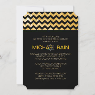 PixDezines faux foil/chevron bar mitzvah Invitation