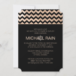 PixDezines faux foil/chevron bar mitzvah Invitation