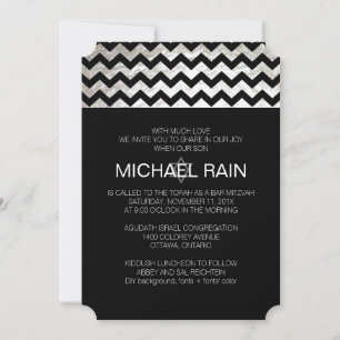PixDezines faux foil/chevron bar mitzvah Invitation