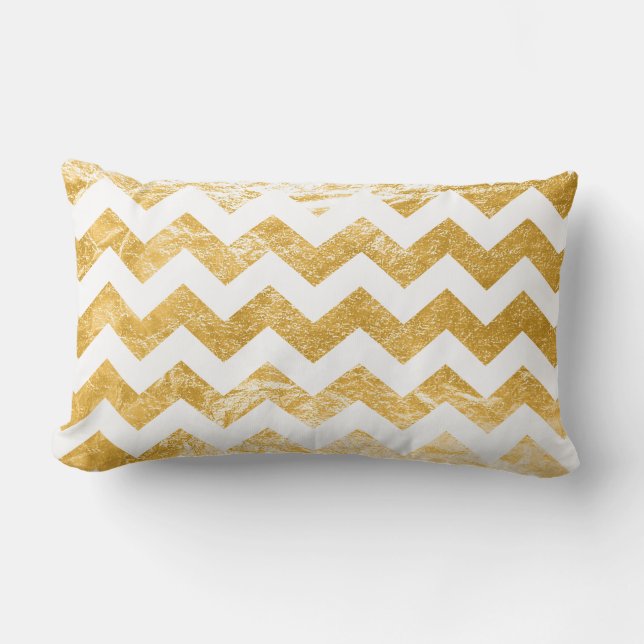 PixDezines faux foil/silver/gold/chevron pattern Lumbar Cushion (Front)