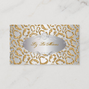PixDezines faux glitter jaguar/faux silver Business Card
