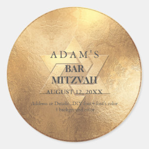 PixDezines Faux Gold Bar Mitzvah / Bat Mitzvah Classic Round Sticker