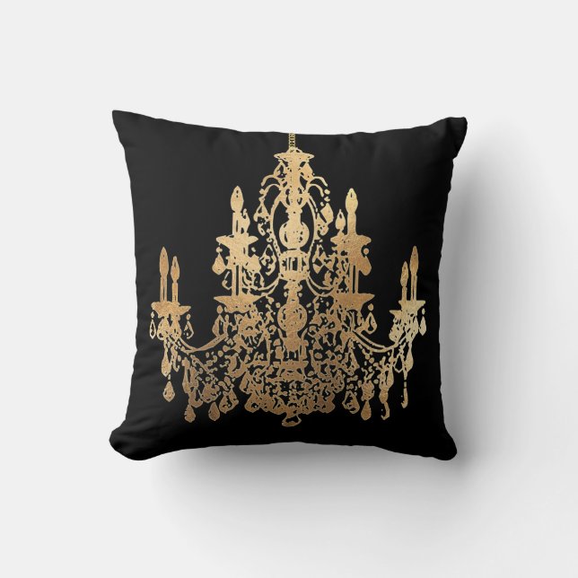 PixDezines faux gold/chandeliers/DIY background Cushion (Front)