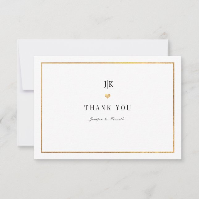 PixDezines Faux Gold Classic Thank You Note Card (Front)