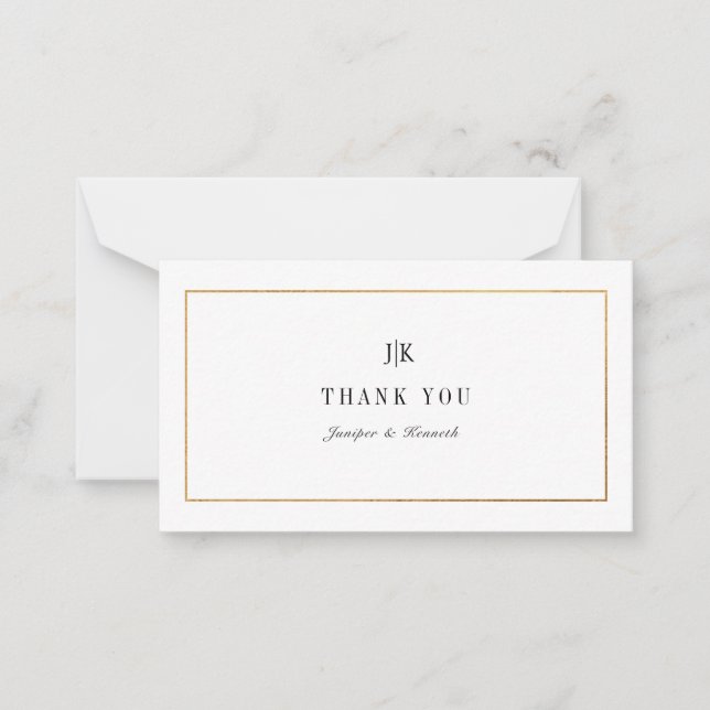 PixDezines Faux Gold Classic Thank You Note Card (Front)