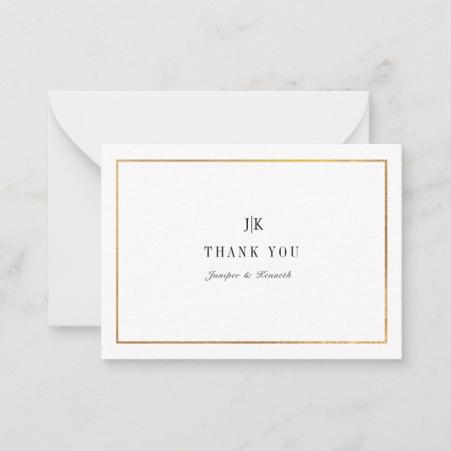 PixDezines Faux Gold Classic Thank You Note Card (Front)